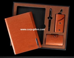 Business gift set with pen, keychain bag, notebook and name card bag