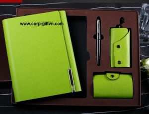 Business gift set with pen, keychain bag, notebook and name card bag