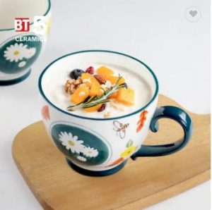 Nordic Ins Hand Painted Custom Cereal Milk Cup Ceramic Breakfast Large Office Coffee Mug Restaurant Oatmeal Cups